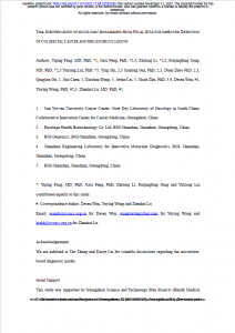 IDENTIFICATION OF MULTI-OMIC BIOMARKERS FROM FECAL DNA FOR IMPROVED DETECTION OF COLORECTAL CANCER AND PRECANCEROUS LESIONS